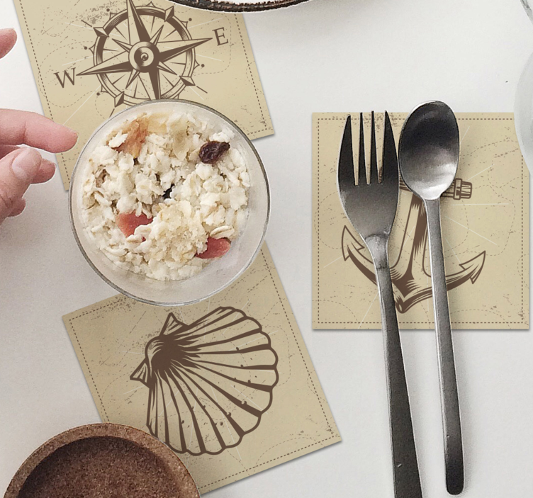 Bases para copos vintage conjunto de símbolos náuticos - TenStickers