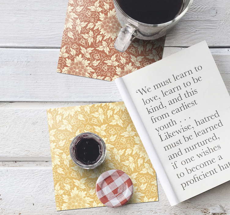 Bases para copos vintage em azulejos florais quadrados - TenStickers