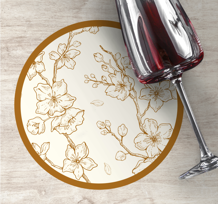 Bases para copos vintage em madeira gravada floral - TenStickers