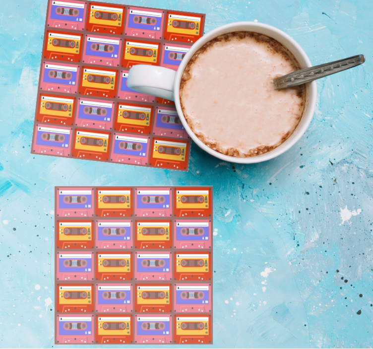Bases para copos vintage fitas cassete retrô - TenStickers