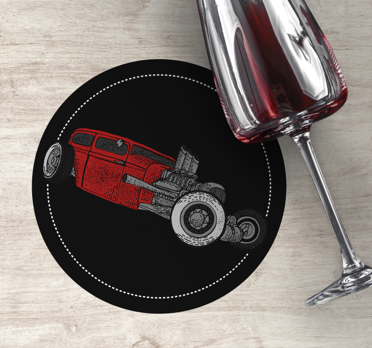 Bases para copos vintage ilustração clássica de hot rod - TenStickers