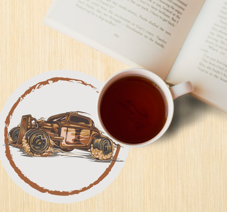 Bases para copos vintage ilustração de carro clássico - TenStickers