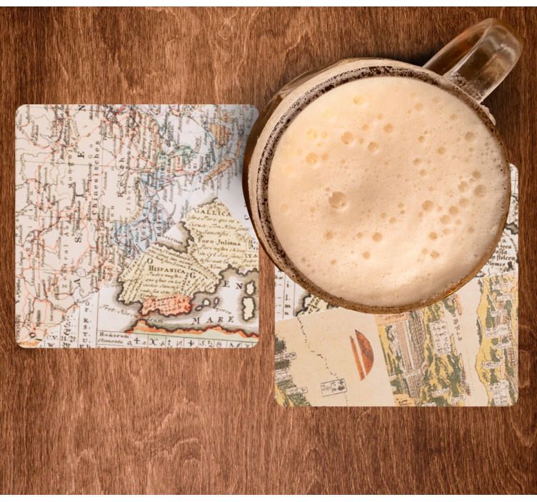 Bases para copos vintage mapas antigos - TenStickers