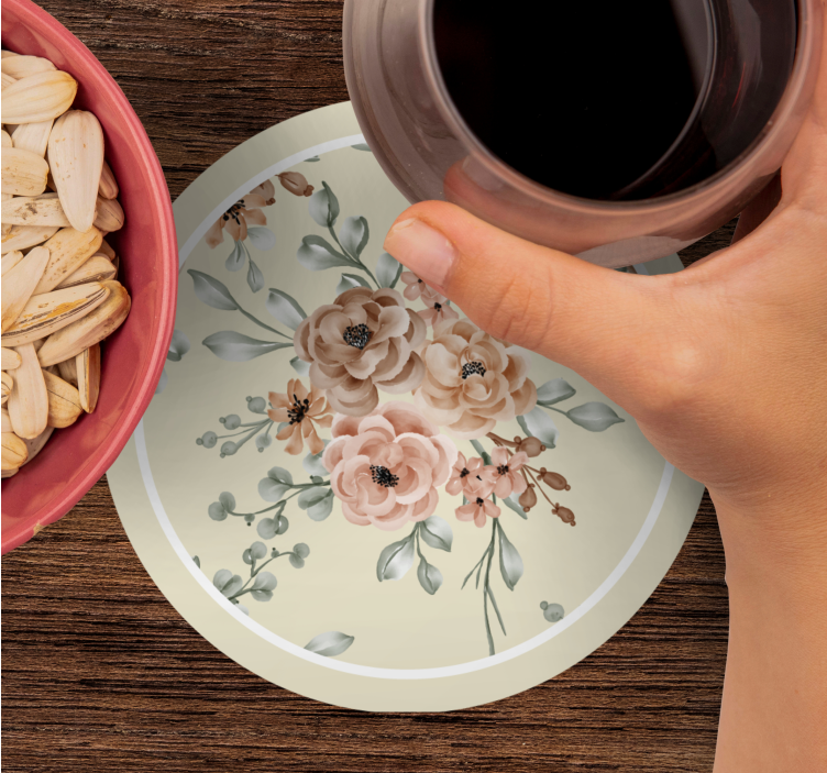 Bases para copos vintage padrão de elegância floral - TenStickers