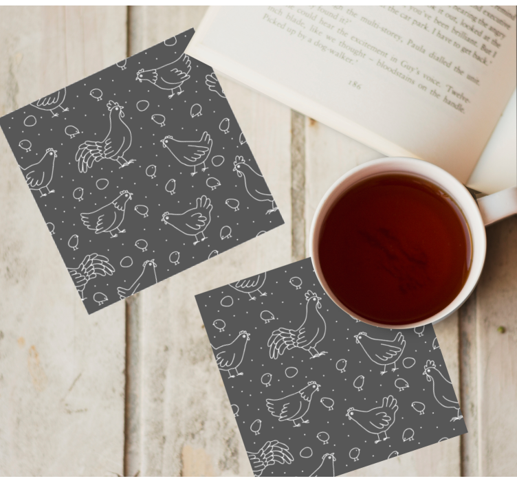 Bases para copos vintage padrões de galinha e pintinho - TenStickers