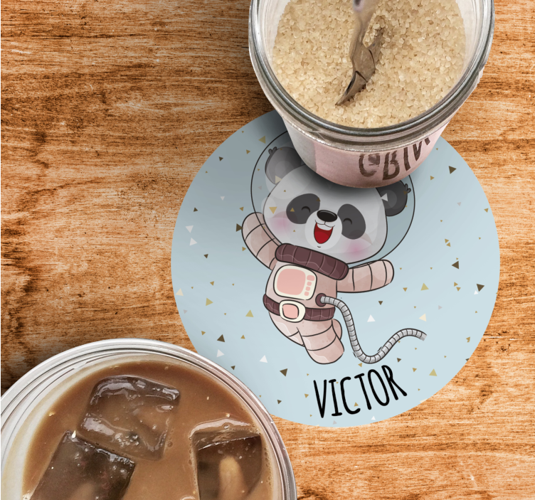 Bases para copos vintage panda astronauta alegre - TenStickers