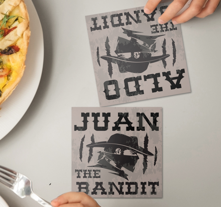 Bases para copos vintage silhueta de juan bandit - TenStickers