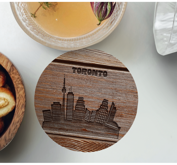 Bases para copos vintage silhueta do skyline de toronto - TenStickers
