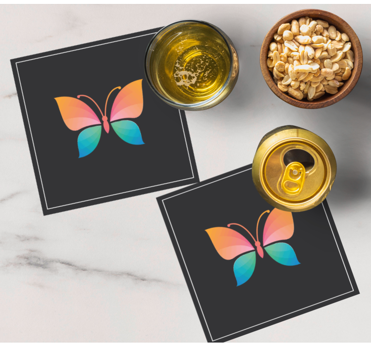 Borboleta colorida cromática mais base para copos - TenStickers