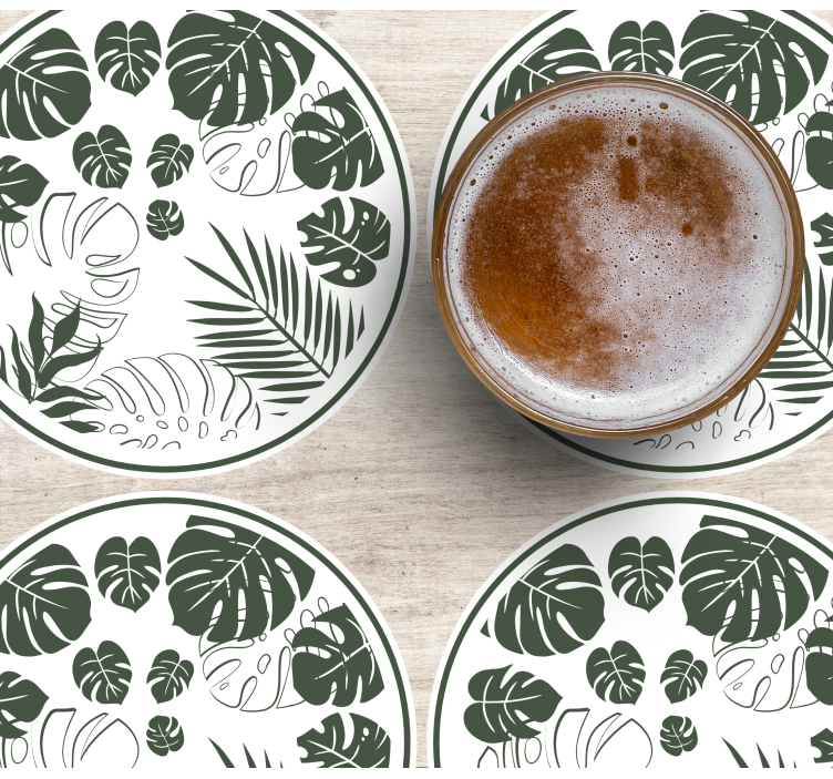 Monstera com borda verde mais bases para copos - TenStickers