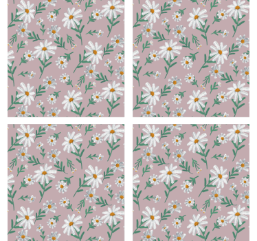 Bases para copos com fundo em padrão floral - TenStickers