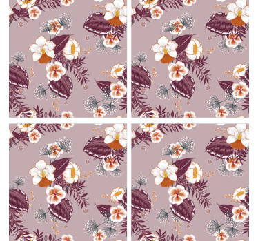 Bases para copos com superfície estampada floral - TenStickers