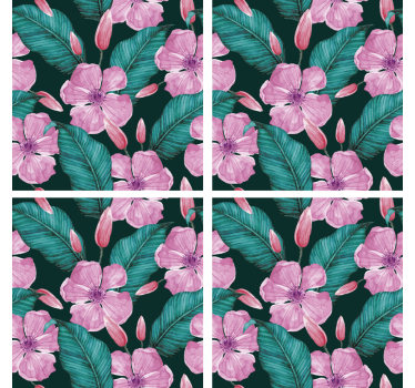 Bases para copos com padrão floral e folhas - TenStickers