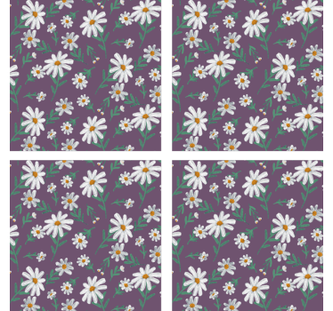 Bases para copos com padrão floral roxo - TenStickers