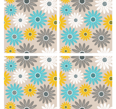 Bases para copos elementos florais vibrantes - TenStickers