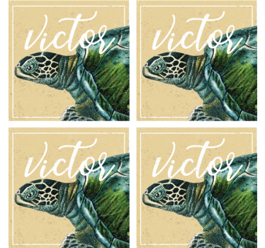 Base para copos com nome Tartaruga de mar personalizada - TenStickers