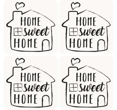 Bases para copos em vinil com frases Lar doce lar - TenStickers