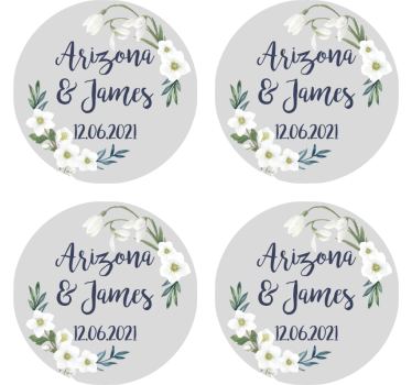 Bases para copos em vinil de casamentos Casamento floral personal - TenStickers