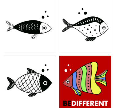 Bases para copos em vinil de peixes Contrafluxo - TenStickers