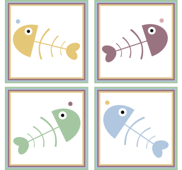 Bases para copos esqueletos de peixes coloridos - TenStickers