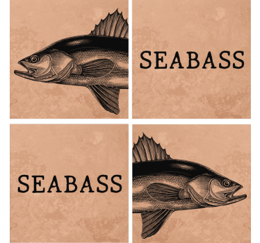 Bases para copos personalizáveis arte de ilustração seabass - TenStickers