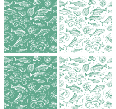 Bases para copos com estampa de frutos do mar - TenStickers