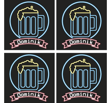 Bases para copos de cerveja Cerveja de neon com nome - TenStickers