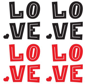 Bases para copos com frases Amor em vermelho e preto - TenStickers