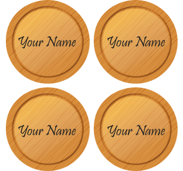 Bases para copos personalizáveis Textura de madeira com texto - TenStickers