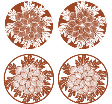 Bases para copos com arranjo de padrão floral - TenStickers