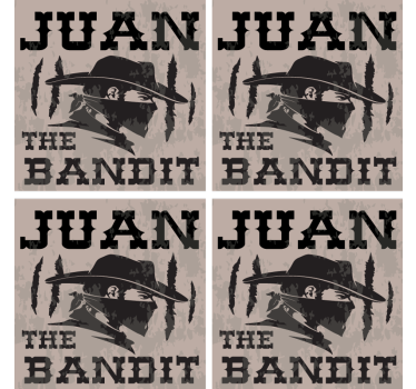 Bases para copos vintage silhueta de juan bandit - TenStickers