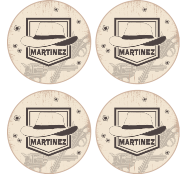 Bases para copos chapéu e armas do velho oeste - TenStickers