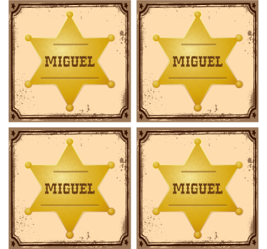 Bases para copos personalizáveis Emblema do xerife com nome - TenStickers