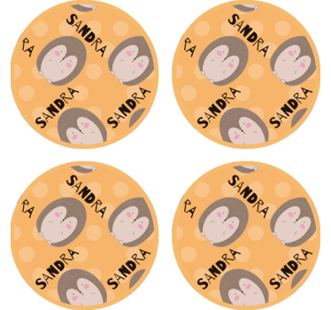 Bases para copos personalizáveis padrão de ouriço fofo - TenStickers