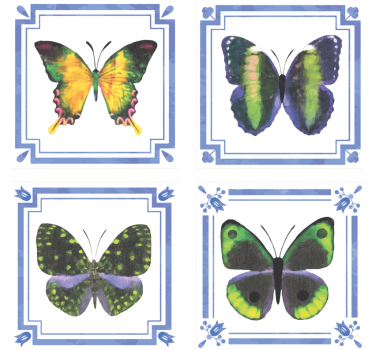 Bases para copos elementos de borboletas coloridas - TenStickers