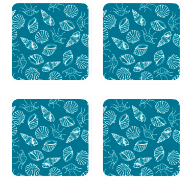 Bases para copos com fundo de padrões de conchas - TenStickers