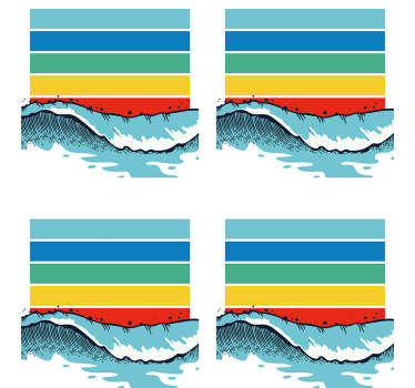Bases para copos com padrão de ondas coloridas - TenStickers