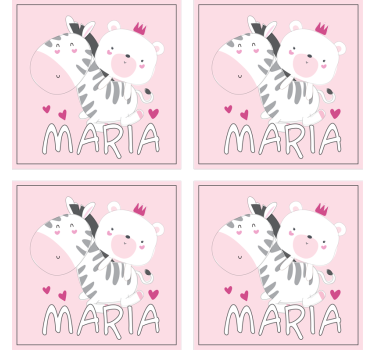 Bases para copos personalizáveis duo de urso zebra fofo - TenStickers