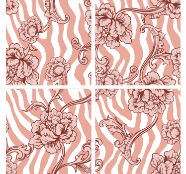Bases para copos padrão de onda floral - TenStickers