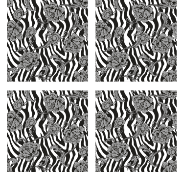 Bases para copos com estampa floral de zebra - TenStickers