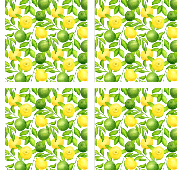 Bases para copos com estampa floral cítrica vibrante - TenStickers
