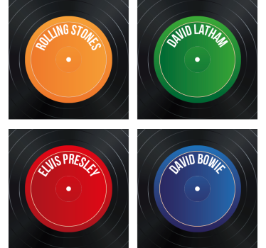 Bases para copos em vinil personalizáveis Recorde vintage - TenStickers