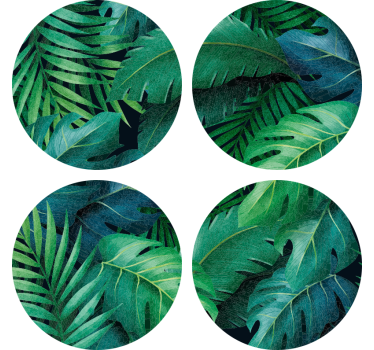 Bases para copos em vinil modernas base para copos com folhas ver - TenStickers