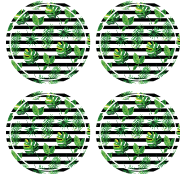 Bases para copos ideia de folha tropical - TenStickers