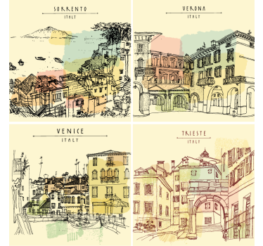 Bases para copos frase paisagens urbanas italianas - TenStickers