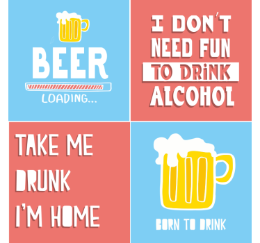 Bases para copos em vinil de cerveja Várias citações de bebida - TenStickers
