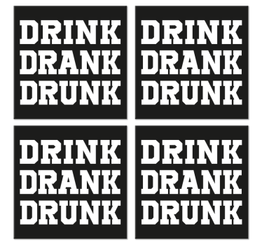 Bases para copos em vinil com frases Beber bebeu bêbado - TenStickers