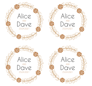 Bases para copos casamentos com design de guirlanda floral - TenStickers