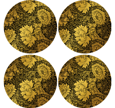 Bases para copos em vinil modernas Folhas douradas - TenStickers