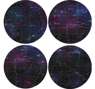 Bases para copos padrão de mapa abstrato - TenStickers